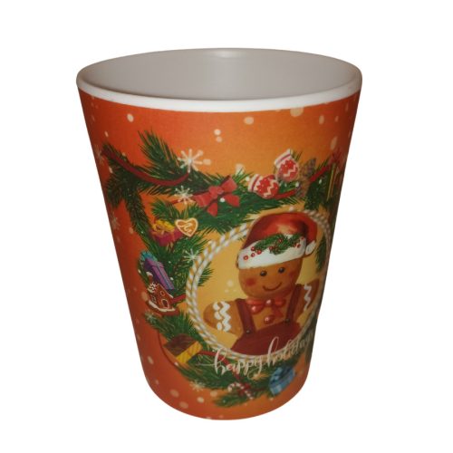 Karácsonyi dekoratív műanyag pohár - mézeskalács