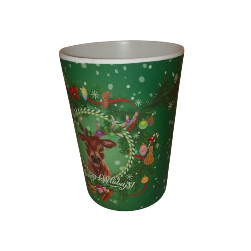 Karácsonyi dekoratív műanyag pohár - rénszarvas