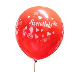 Szeretlek feliratos piros lufi - 5 db