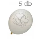 Fehér szívecske mintás lufi - 5db