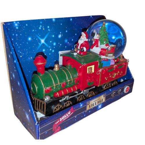Karácsonyi vonat hógömbbel - zenével és világítással