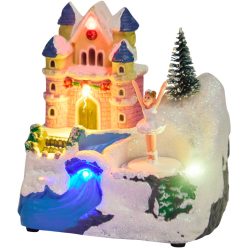   Karácsonyi házikó LED világítással, forgó balerinálva