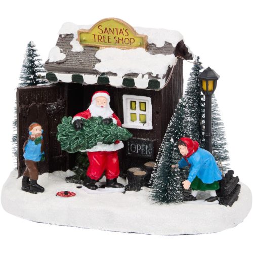 Karácsonyi világítós jelenet - Mikulás karácsonyfa boltja