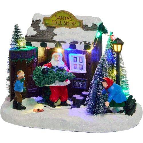 Karácsonyi világítós jelenet - Mikulás karácsonyfa boltja