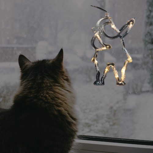 Mikulás alakú meleg fehér karácsonyi ablakdísz