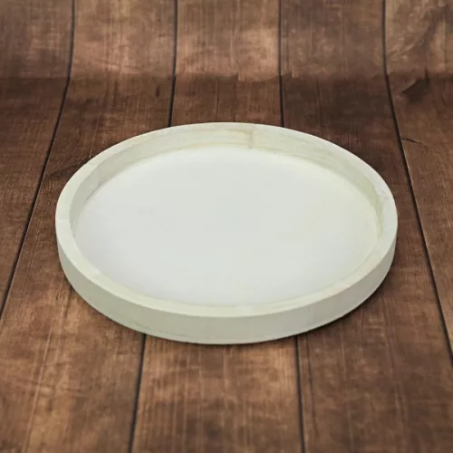 Fa kör alakú tál nagy - fehér