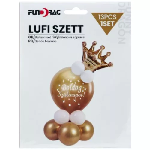 Arany kornás szülinapi lufi szett