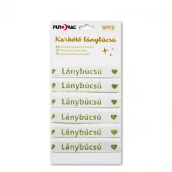 Lánybúcsú feliratos karkötő fehér-arany- 6 db
