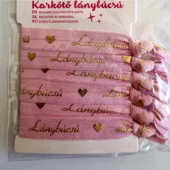Lánybúcsú feliratos karkötő rózsaszín - 6 db