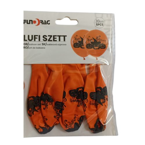 Narancssárga halloweeni lufi csomag - 5db