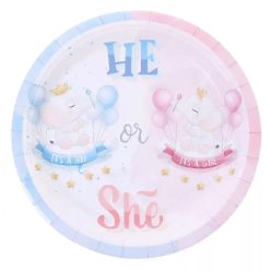 He or She – Papírtányér babaváró bulira - 6 db