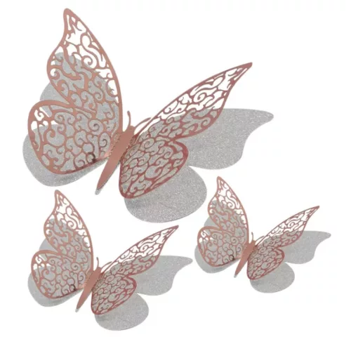 Rosegold pillangó dekorációk / ültetőkártya - 12 db