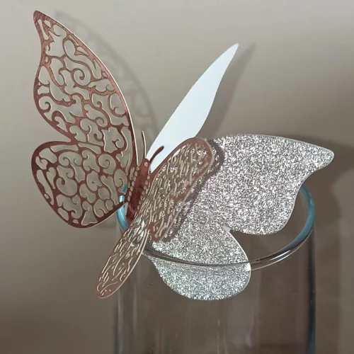 Rosegold pillangó dekorációk / ültetőkártya - 12 db