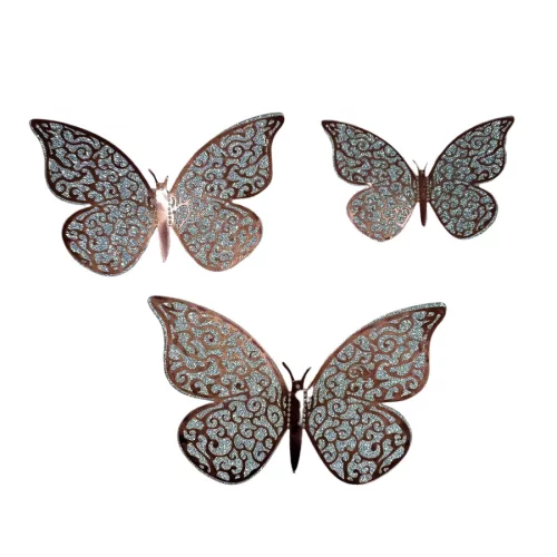 Rosegold pillangó dekorációk / ültetőkártya - 12 db