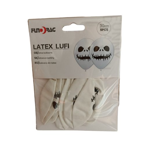Fehér koponyás lufi csomag 5db / csomag