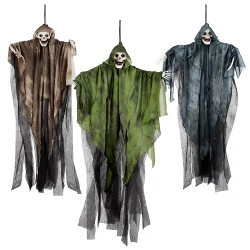 Függő Halloween dekoráció koponyaszellem 3 szín vegyes (65 cm)