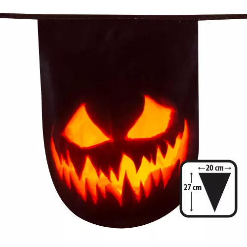 Halloween zászlófüzér rémisztő tök kétoldalas (27 x 20 cm)(6 m)