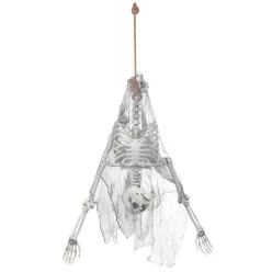   Függő Halloween dekoráció fejjel lefelé lógó csontváz (140 cm)