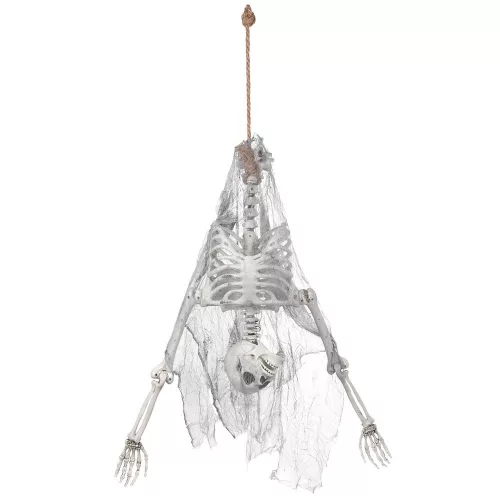 Függő Halloween dekoráció fejjel lefelé lógó csontváz (140 cm)