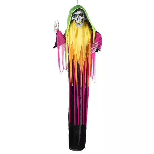 Függő Halloween dekoráció repülő neon kaszás (120 cm)