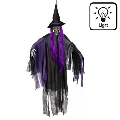 Függő Halloween dekoráció lila boszorkány (146 cm)