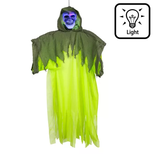 Függő Halloween dekoráció zöld csontváz (120 cm)