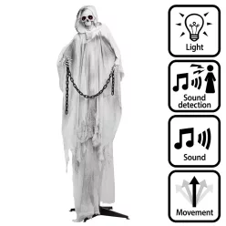 Álló Halloween dekoráció láncra vert szellem (190 cm)