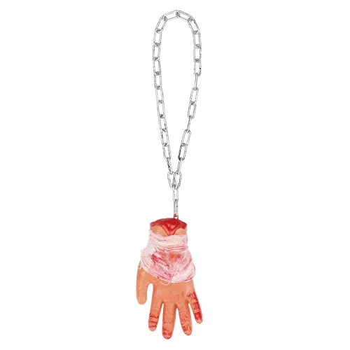 Halloween dekoráció Véres kéz with chain (63 cm)