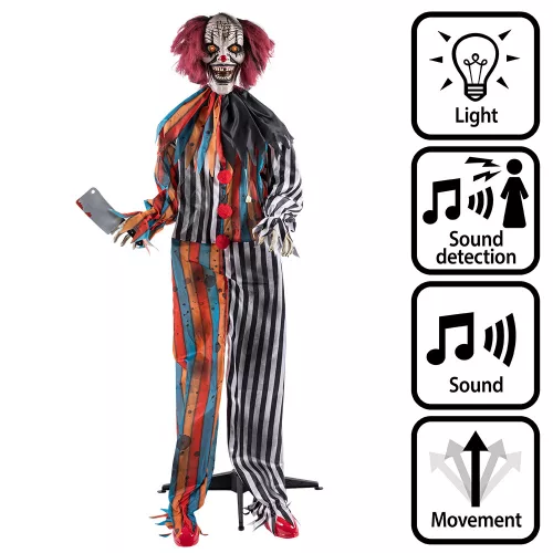 Halloweeni álló dekoráció - hentes bohóc (175 cm)