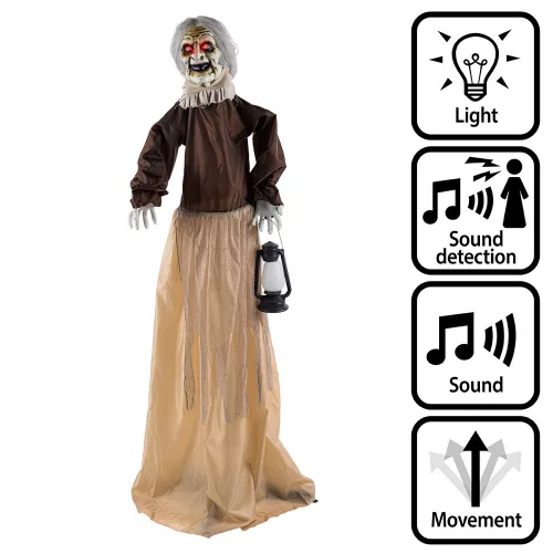 Álló Halloween dekoráció lámpás boszorkány (165 cm)