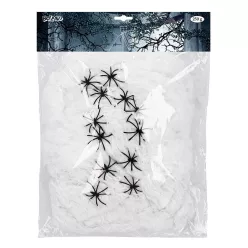 Műpókháló 250 g fehér with 12 póks