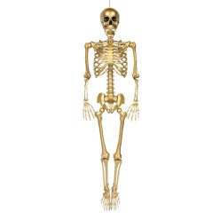 Függő Halloween dekoráció arany csontváz (160 cm)