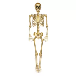 Függő Halloween dekoráció arany csontváz (160 cm)