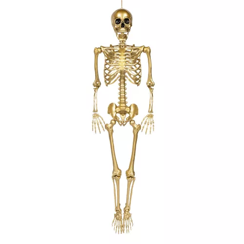 Függő Halloween dekoráció arany csontváz (160 cm)
