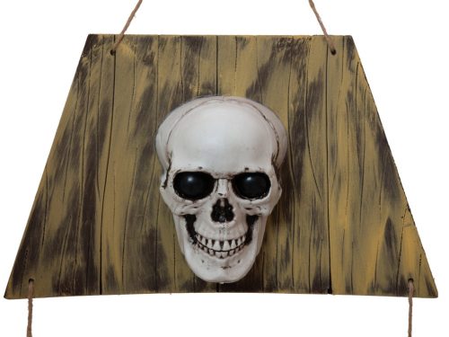 Halloweeni koporsó, koponyával - függő dekoráció