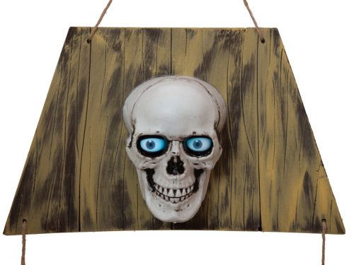 Halloweeni koporsó, koponyával - függő dekoráció