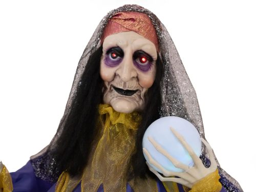 Halloweeni animált figura - jósnő - 50 cm