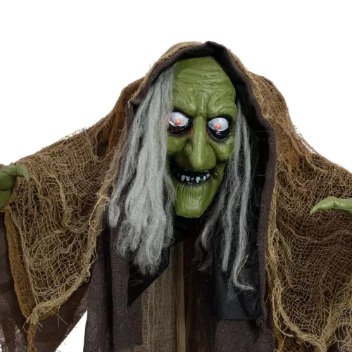 Halloweeni dekoráció - animált púpos boszorkány - 150 cm - ajándék lábkapcsolóval