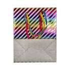 Színes Striped csillámos papír ajándéktasak, ajándékzacskó 18x10x23 cm