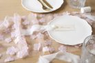 Table runner Flowers, light pink, 26 x 500 cm