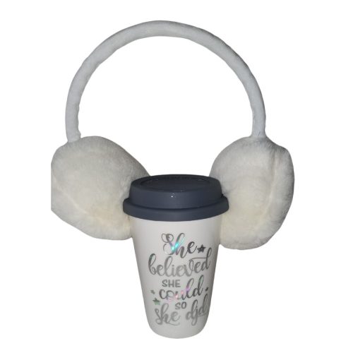 Kerámia bögre, fehér fülmelegítővel