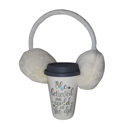 Kerámia bögre, fehér fülmelegítővel