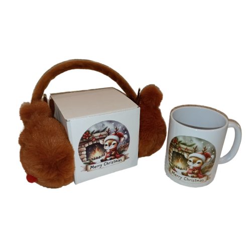 Rénszarvasos kerámia bögre fülmelegítővel