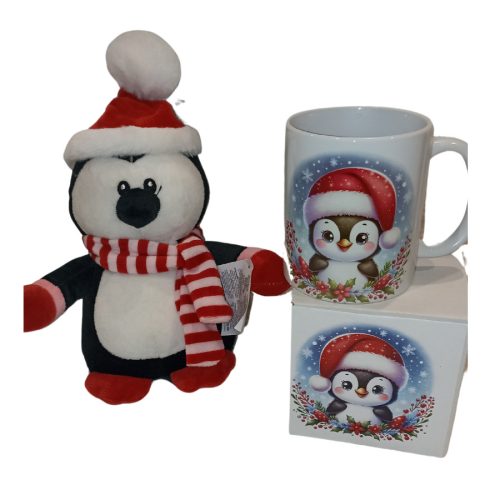Pingvin plüss és bögre ajándékcsomag