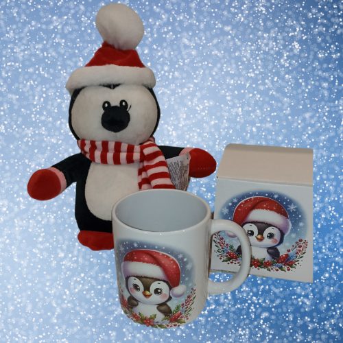 Pingvin plüss és bögre ajándékcsomag