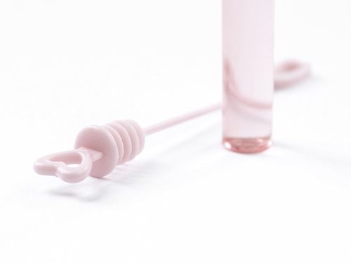 Rózsaszín szívecskés tetejű szappanbuborék fújó