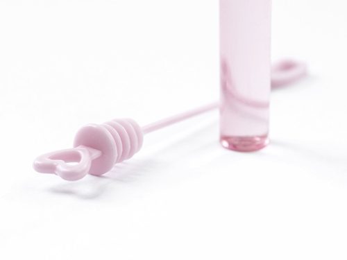 Rózsaszín szívecskés tetejű szappanbuborék fújó