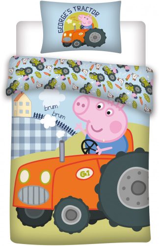 Peppa malac George's Tractor gyerek ágyneműhuzat 100×135cm, 40×60 cm