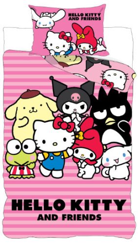 Hello Kitty Friends pamut ágyneműhuzat 140x200 cm, 70x90 cm