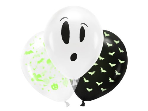 Boo! halloweeni lufi - sötétben fluoreszkáló (1 pkt / 3 pc.)